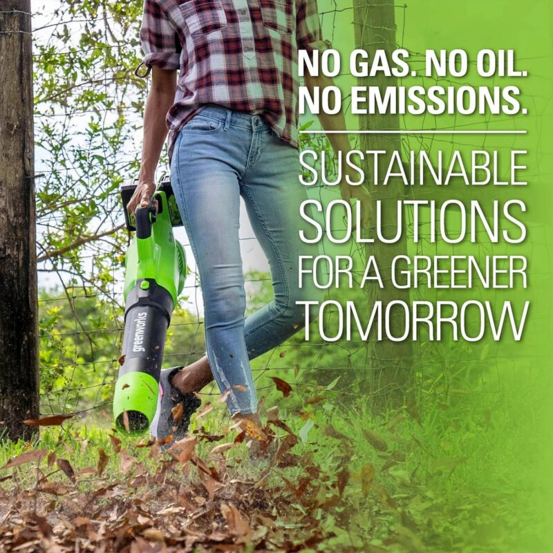 Greenworks 48V Brushless 515a CFM 125MPH Leaf Blower + 2 (24V) 2.0Ah Batteries and 4A Dual Port Charger - Image 10