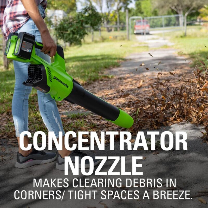 Greenworks 48V Brushless 515a CFM 125MPH Leaf Blower + 2 (24V) 2.0Ah Batteries and 4A Dual Port Charger - Image 7