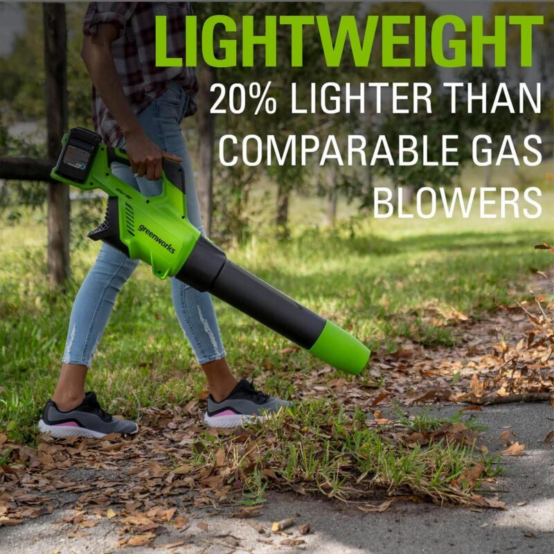Greenworks 48V Brushless 515a CFM 125MPH Leaf Blower + 2 (24V) 2.0Ah Batteries and 4A Dual Port Charger - Image 9