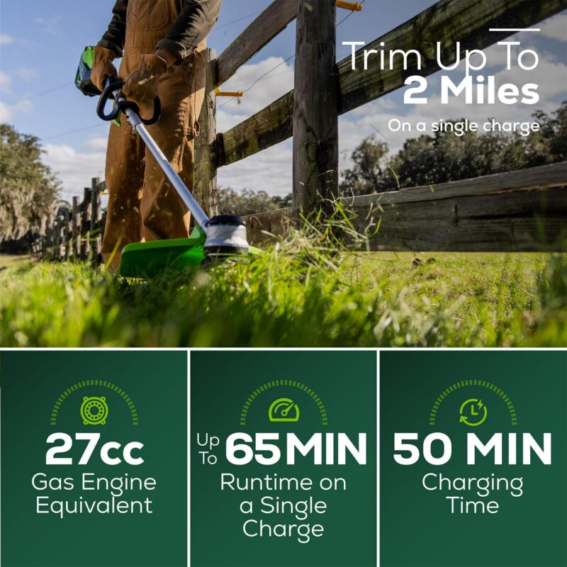 Greenworks 60V 16  Brushless String Trimmer, 610 CFM Leaf Blower Combo Kit, 2.5Ah Battery and Charger - Image 3