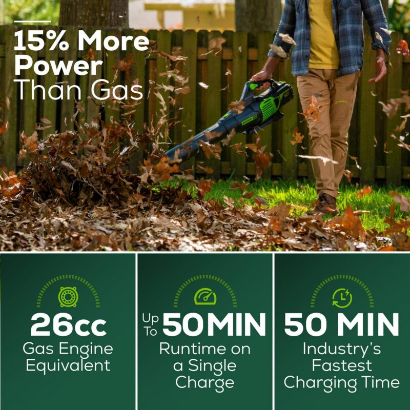 Greenworks 60V 16  Brushless String Trimmer, 610 CFM Leaf Blower Combo Kit, 2.5Ah Battery and Charger - Image 4