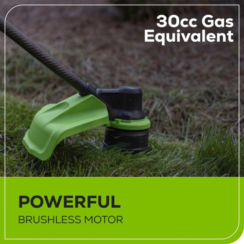 Greenworks 60V 16  Front Mount Carbon Fiber String Trimmer, 750 CFM at 180 mph Blower Kit + 2.5Ah Battery and 3A Charger - Image 7