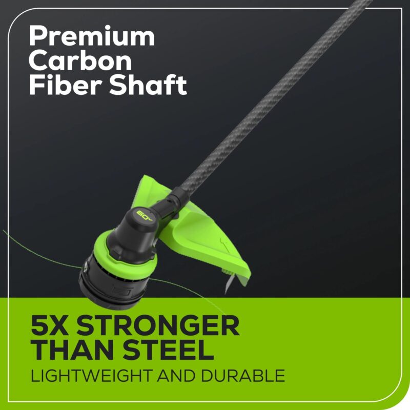 Greenworks 60V 16  Front Mount Carbon Fiber String Trimmer, 750 CFM at 180 mph Blower Kit + 2.5Ah Battery and 3A Charger - Image 11