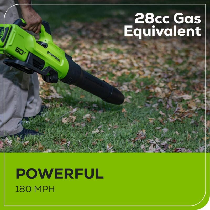 Greenworks 60V 16  Front Mount Carbon Fiber String Trimmer, 750 CFM at 180 mph Blower Kit + 2.5Ah Battery and 3A Charger - Image 12