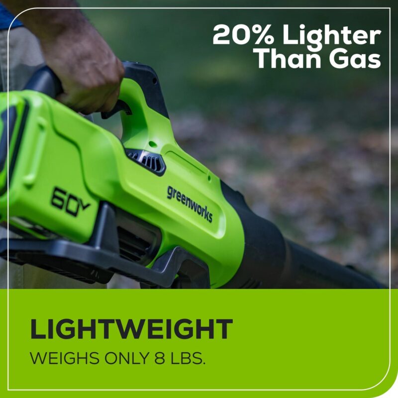 Greenworks 60V 16  Front Mount Carbon Fiber String Trimmer, 750 CFM at 180 mph Blower Kit + 2.5Ah Battery and 3A Charger - Image 14