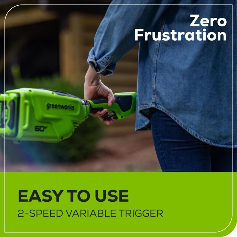 Greenworks 60V 16  String Trimmer and 630 CFM 170 MPH Blower Combo + 2.5Ah Battery, 3A Charger 1359802 - Image 7