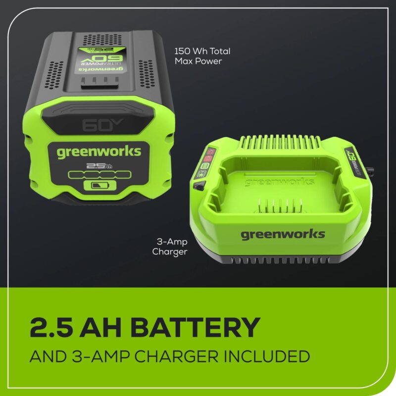 Greenworks 60V 16  String Trimmer and 630 CFM 170 MPH Blower Combo + 2.5Ah Battery, 3A Charger 1359802 - Image 16