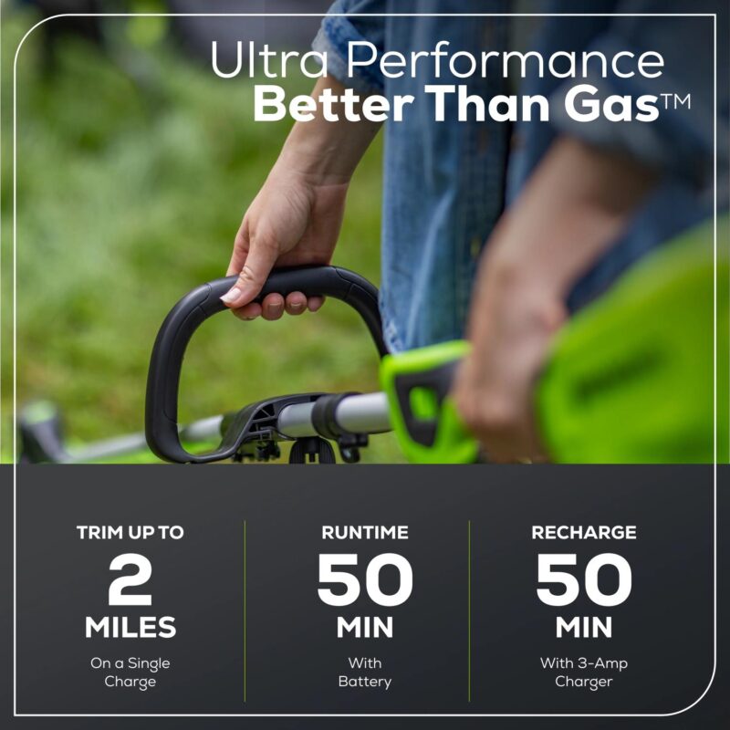 Greenworks 60V 16  String Trimmer and 630 CFM 170 MPH Blower Combo + 2.5Ah Battery, 3A Charger 1359802 - Image 5