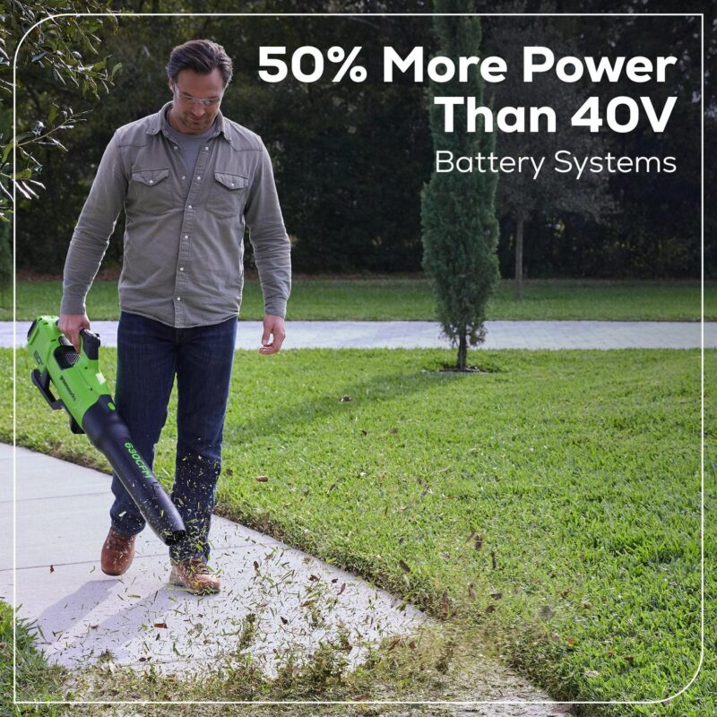 Greenworks 60V 630 CFM 170 MPH Leaf Blower with 2.5 Ah Battery and 3 Amp Charger 2429902 - Image 12