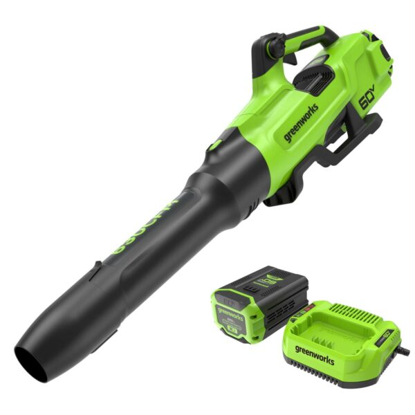 Greenworks 60V 630 CFM 170 MPH Leaf Blower with 2.5 Ah Battery and 3 Amp Charger 2429902