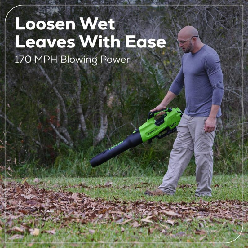 Greenworks 60V 750 CFM 170 MPH Leaf Blower with 4.0 AH HC Battery and 6 Amp Charger 2429802 - Image 6