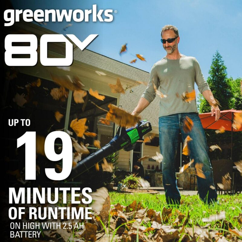 Greenworks 80V 580 Cfm at 145 Mph Brushless Leaf Blower with 2.5 Ah Battery and Charger 2404602 - Image 4
