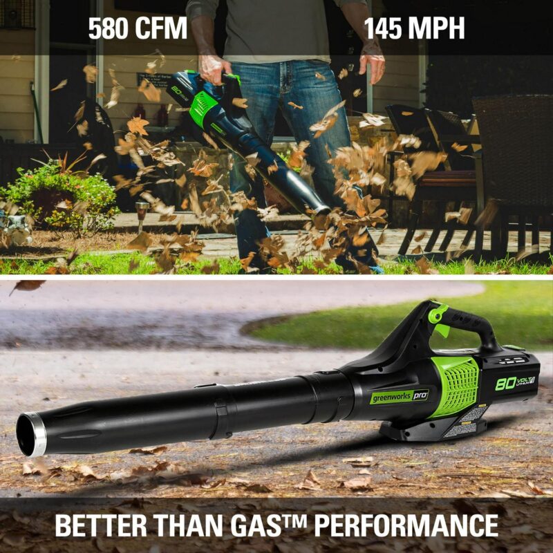Greenworks 80V 580 Cfm at 145 Mph Brushless Leaf Blower with 2.5 Ah Battery and Charger 2404602 - Image 5