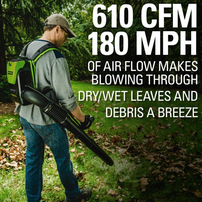 Greenworks 80V 610 CFM Brushless Backpack Blower with 2.5 Ah Battery and Charger 2404802 - Image 4