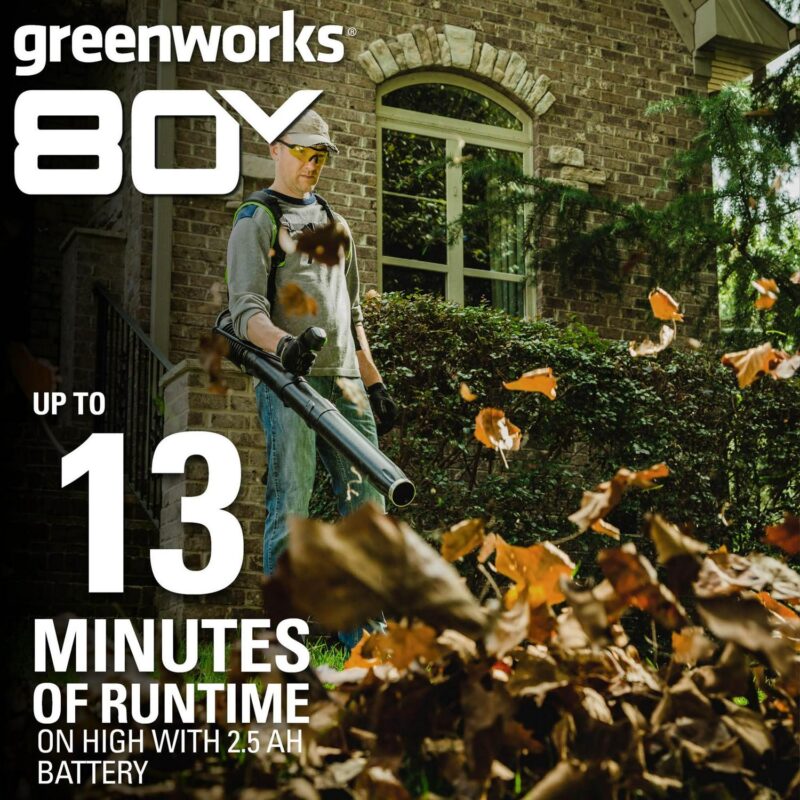 Greenworks 80V 610 CFM Brushless Backpack Blower with 2.5 Ah Battery and Charger 2404802 - Image 3