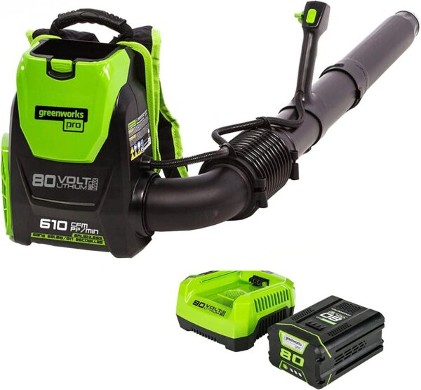 Greenworks 80V 610 CFM Brushless Backpack Blower with 2.5 Ah Battery and Charger 2404802