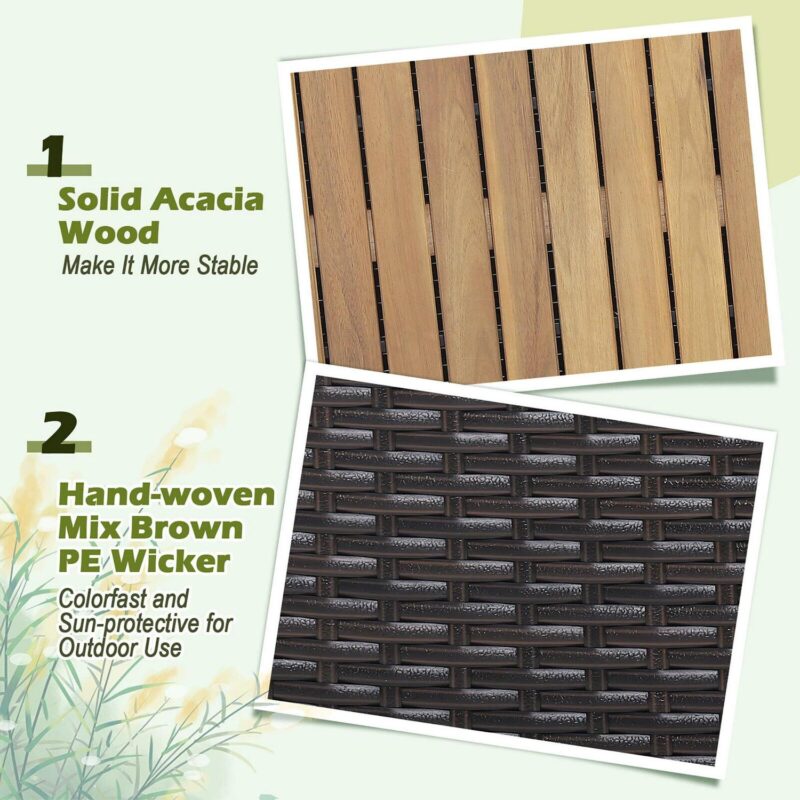 Gymax 134 Gallon Patio Wicker Storage Deck Box w/ Solid Acacia Wood Backyard - Image 8