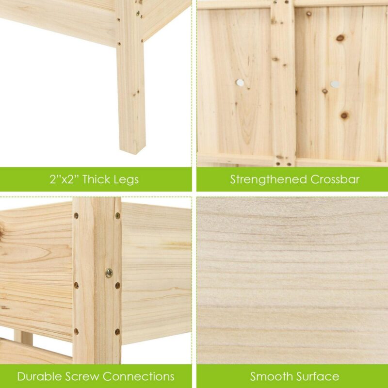 Gymax 2 Tier Wooden Raised Garden Bed Elevated Planter Box w/Legs Drain Holes - Image 10