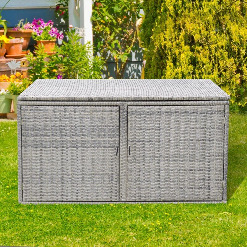 Gymax 88 Gallon Rattan Storage Box Outdoor Patio Container Seat w/ Shelf Door - Image 5