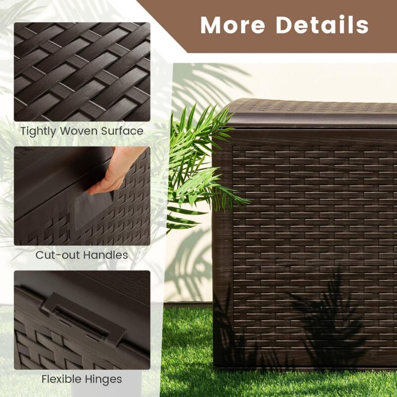 Gymax Patio 120 Gallon Water-proof Deck Box Outdoor Resin Storage Box for Toys - Image 5