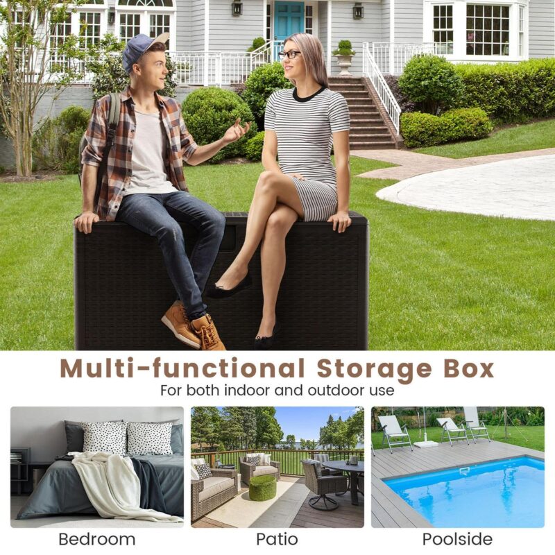 Gymax Patio 120 Gallon Water-proof Deck Box Outdoor Resin Storage Box for Toys - Image 8