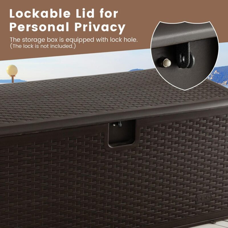 Gymax Patio 120 Gallon Water-proof Deck Box Outdoor Resin Storage Box for Toys - Image 7