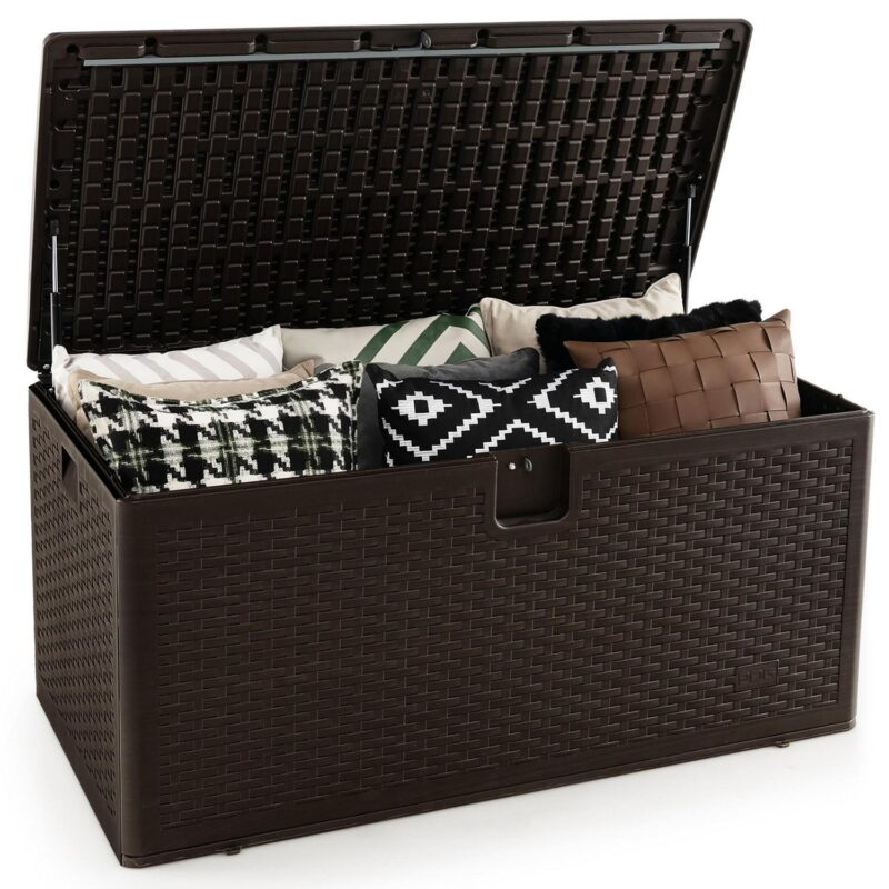 Gymax Patio 120 Gallon Water-proof Deck Box Outdoor Resin Storage Box for Toys - Image 9