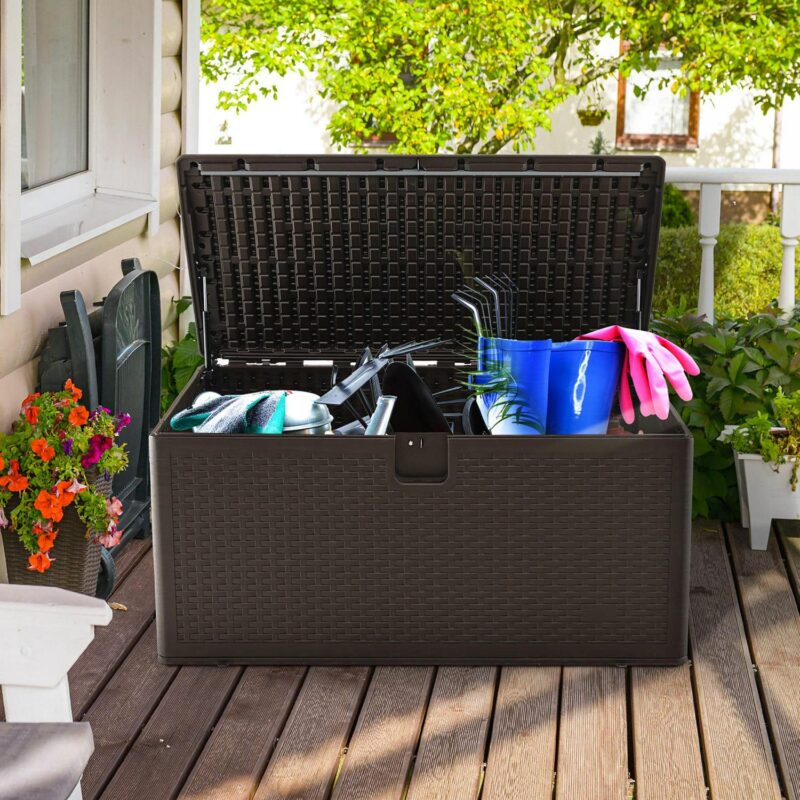 Gymax Patio 120 Gallon Water-proof Deck Box Outdoor Resin Storage Box for Toys - Image 3