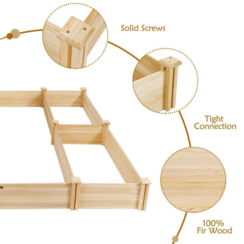 Gymax Raised Garden Bed 92.5x95x11in Wooden Garden Box Planter Container U-Shaped Bed - Image 9