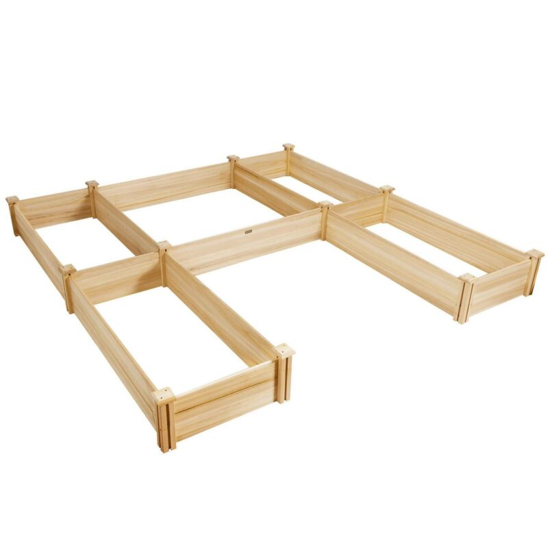 Gymax Raised Garden Bed 92.5x95x11in Wooden Garden Box Planter Container U-Shaped Bed - Image 4
