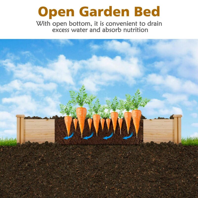 Gymax Raised Garden Bed 92.5x95x11in Wooden Garden Box Planter Container U-Shaped Bed - Image 6