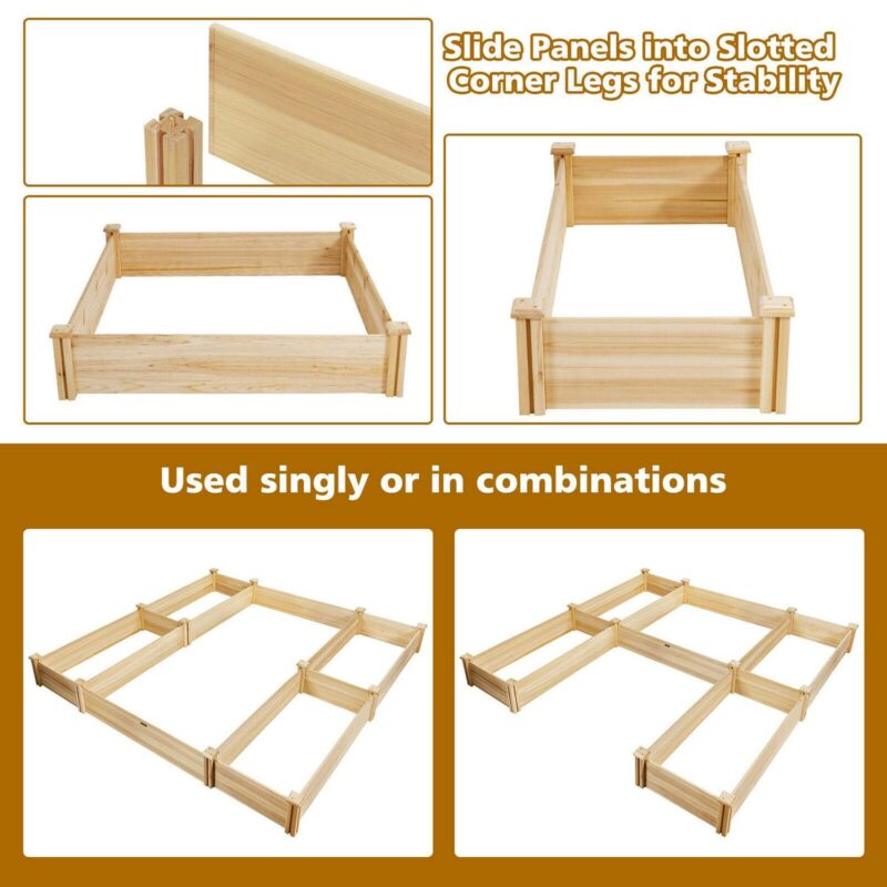 Gymax Raised Garden Bed 92.5x95x11in Wooden Garden Box Planter Container U-Shaped Bed - Image 8