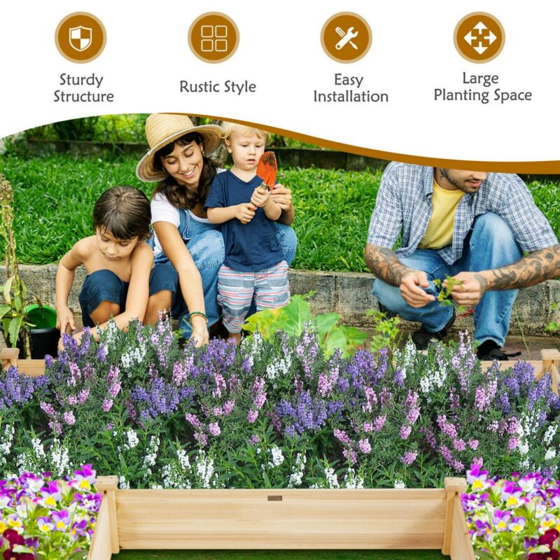 Gymax Raised Garden Bed 92.5x95x11in Wooden Garden Box Planter Container U-Shaped Bed - Image 5
