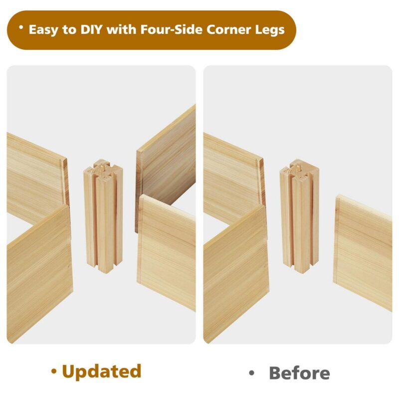 Gymax Raised Garden Bed 92.5x95x11in Wooden Garden Box Planter Container U-Shaped Bed - Image 10