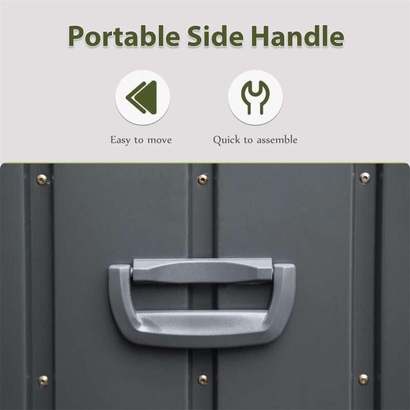 Gzxs 120 Gallon Rainproof Outdoor Storage Box, Outside Metal Deck Storage Bin for Patio Cushions, Garden Tools, Toys and Sports Pools Equipment (Dark Gray) - Image 3