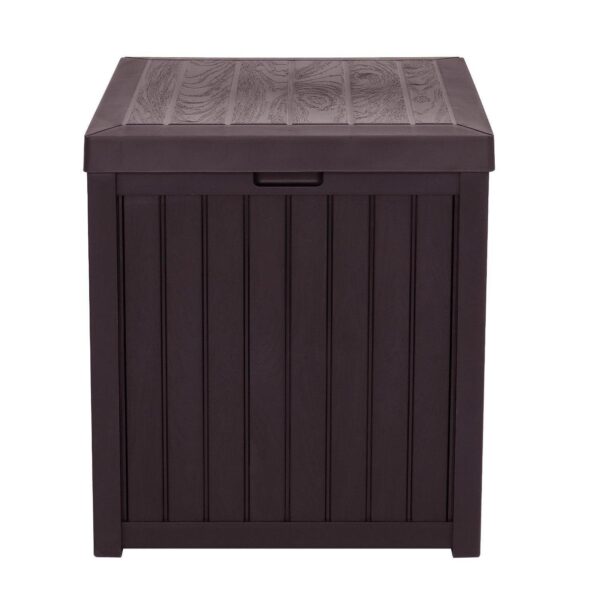 Gzxs 51gal 195L Outdoor Garden Plastic Storage Deck Box Chest Tools Cushions Toys Seat Waterproof, Brown