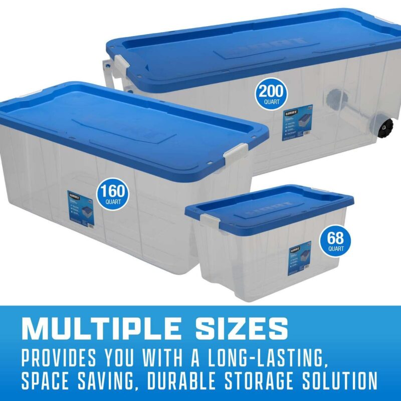 HART 160 Quart Latching Plastic Storage Bin Container, Clear, Set of 3 - Image 10