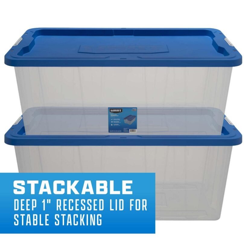 HART 160 Quart Latching Plastic Storage Bin Container, Clear, Set of 3 - Image 6