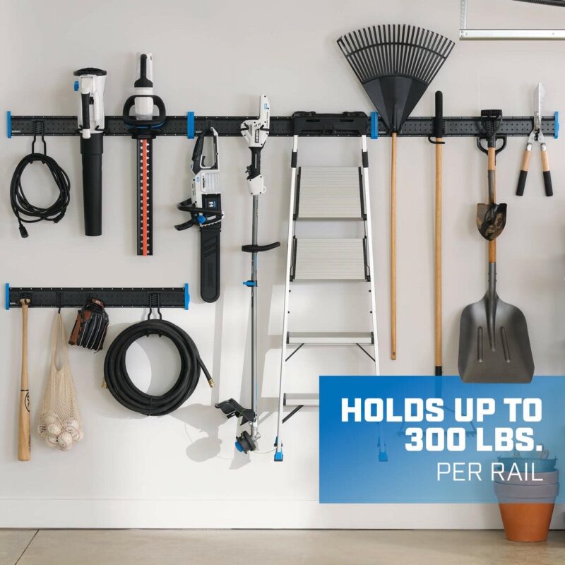 HART 18-Piece Garage Storage Rail Starter Kit, Compatible with HART Storage and Standard Peg Hooks, New Condition - Image 4