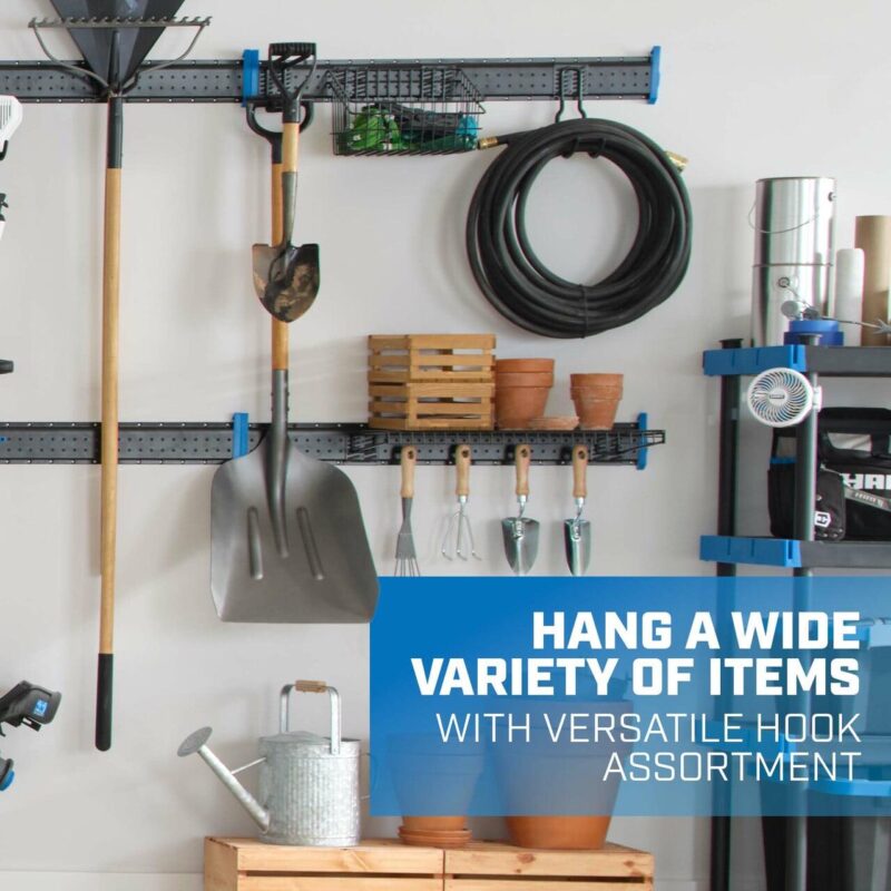 HART 18-Piece Garage Storage Rail Starter Kit, Compatible with HART Storage and Standard Peg Hooks, New Condition - Image 2