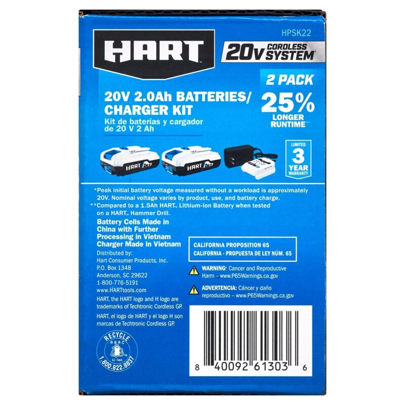 HART 20V (2) 2Ah Battery and Charger Kit - Image 12