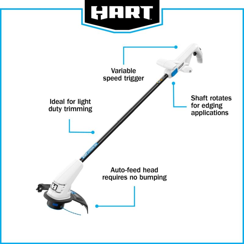 HART 20-Volt 10-inch String Trimmer/Bazooka Leaf Blower Combo Kit, (1) 2.0Ah Lithium-Ion Battery - Image 3