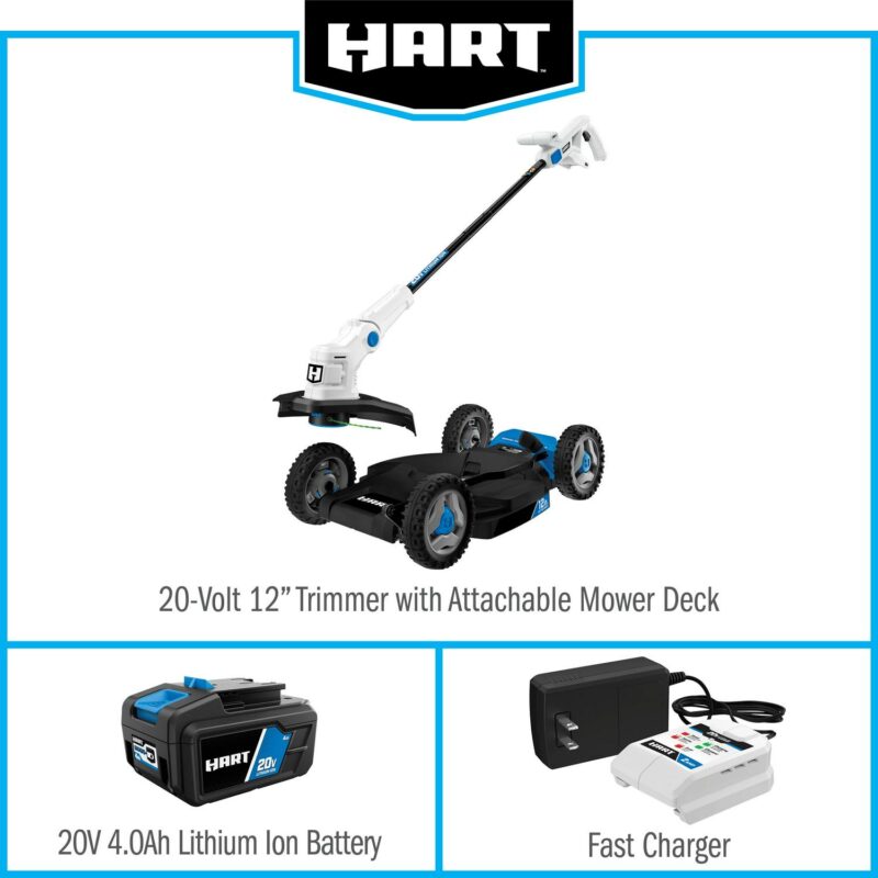 HART 20-Volt 12-inch Cordless Trim Mower Kit, (1) 4.0Ah Lithium-Ion Battery - Image 12