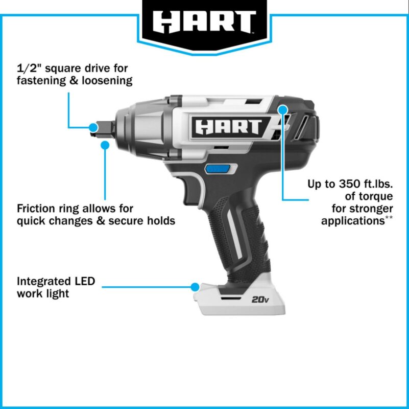 HART 20-Volt 1/2-inch Battery-Powered Impact Wrench (Battery Not Included) - Image 7