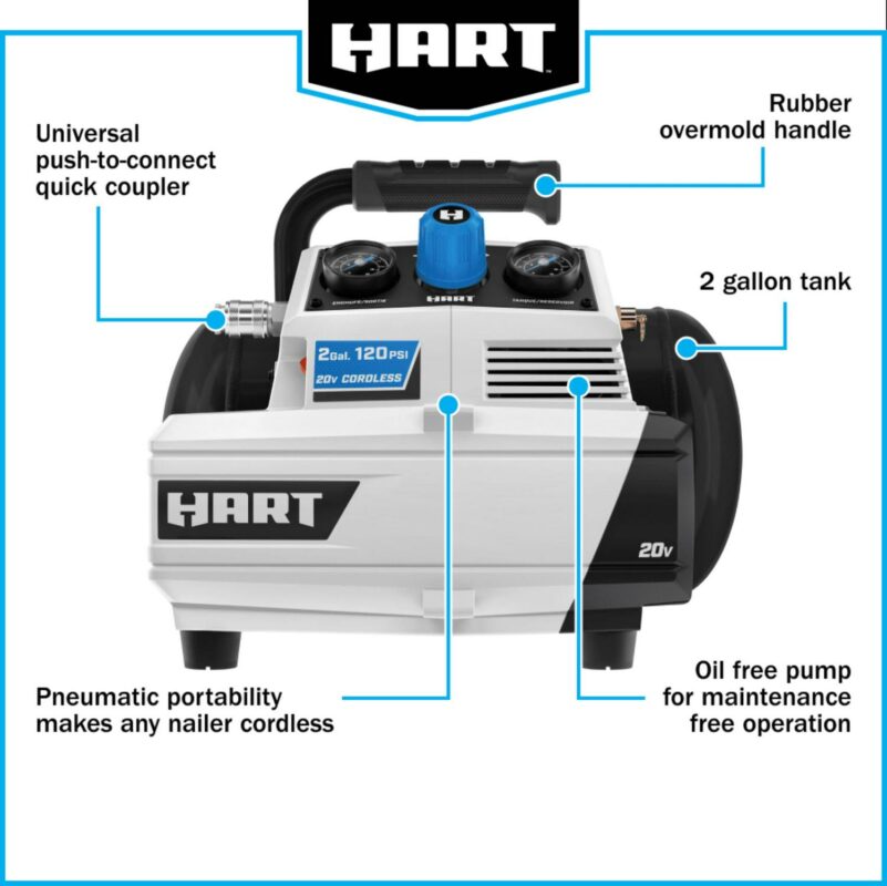 HART 20-Volt 2-Gallon Compressor (Battery Not Included) - Image 6