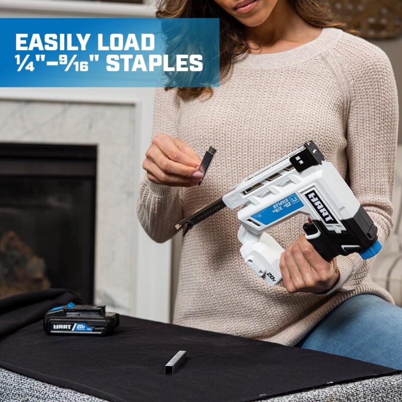 HART 20-Volt 3/8 Inch Crown Staple Gun Kit (1) 20-Volt 1.5Ah Lithium-Ion Battery - Image 5