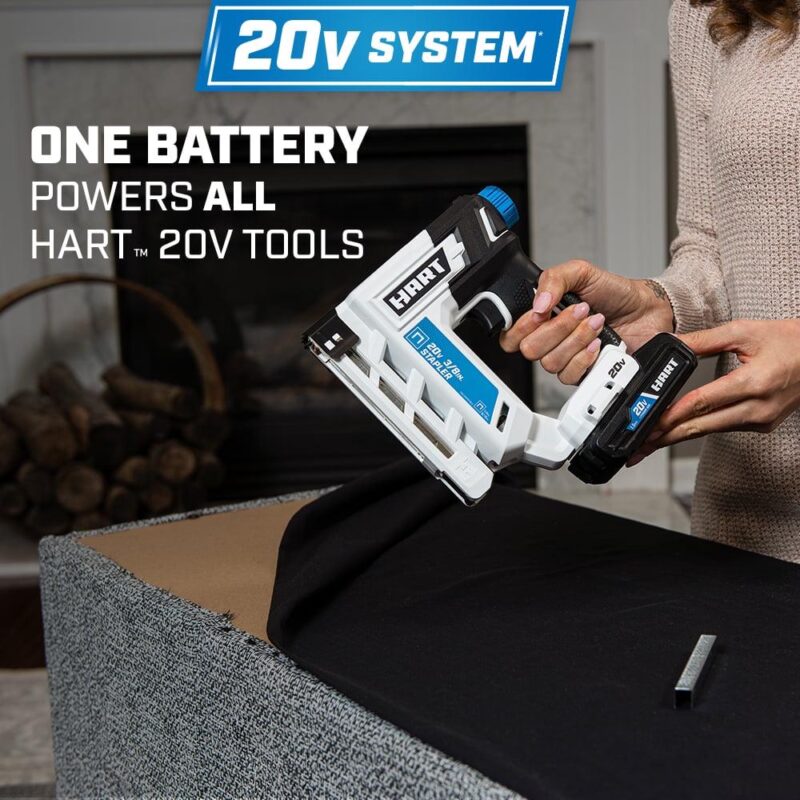 HART 20-Volt 3/8 Inch Crown Staple Gun Kit (1) 20-Volt 1.5Ah Lithium-Ion Battery - Image 7