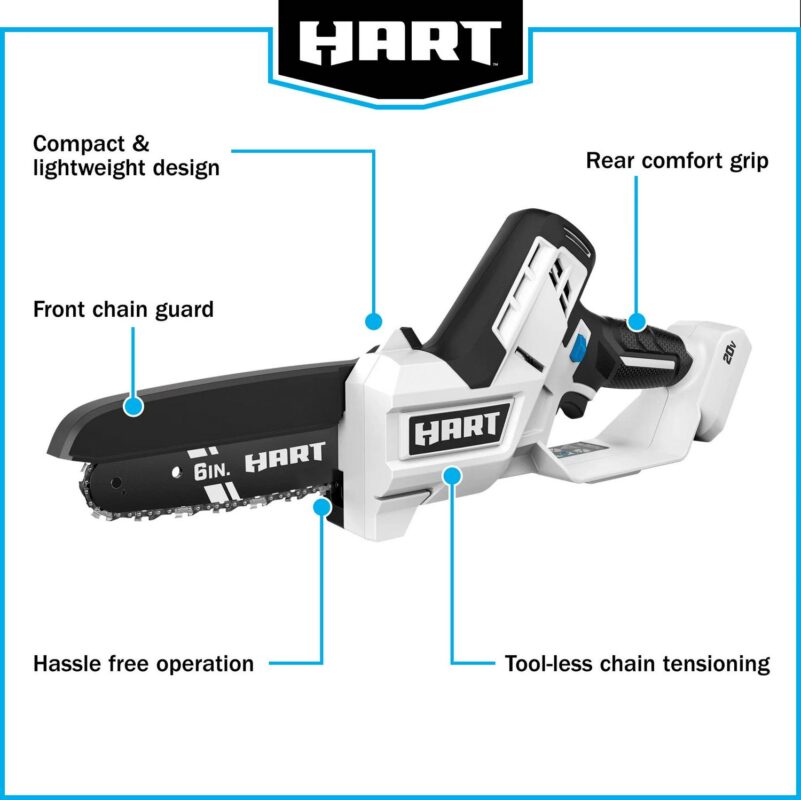 HART 20 Volt 6-inch Battery-Powered Pruning Chainsaw Kit, (1) 2.0Ah Lithium-Ion Battery - Image 10
