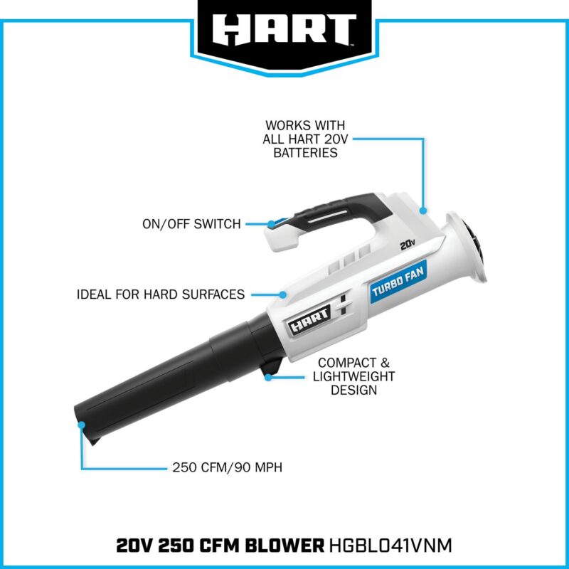 HART 20-Volt 90 mph at 250 CFM Battery-Powered Axial Blower Kit, (1) 2.0Ah Lithium-Ion Battery - Image 7