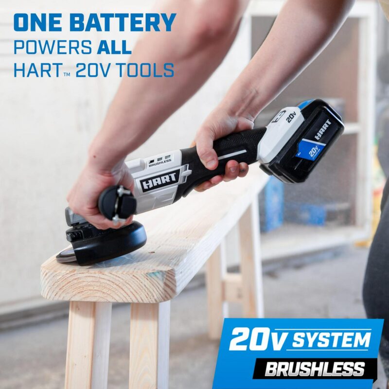 HART 20-Volt Brushless 4-1/2-inch Angle Grinder/Cutoff Tool (Battery Not Included), New Condition - Image 5